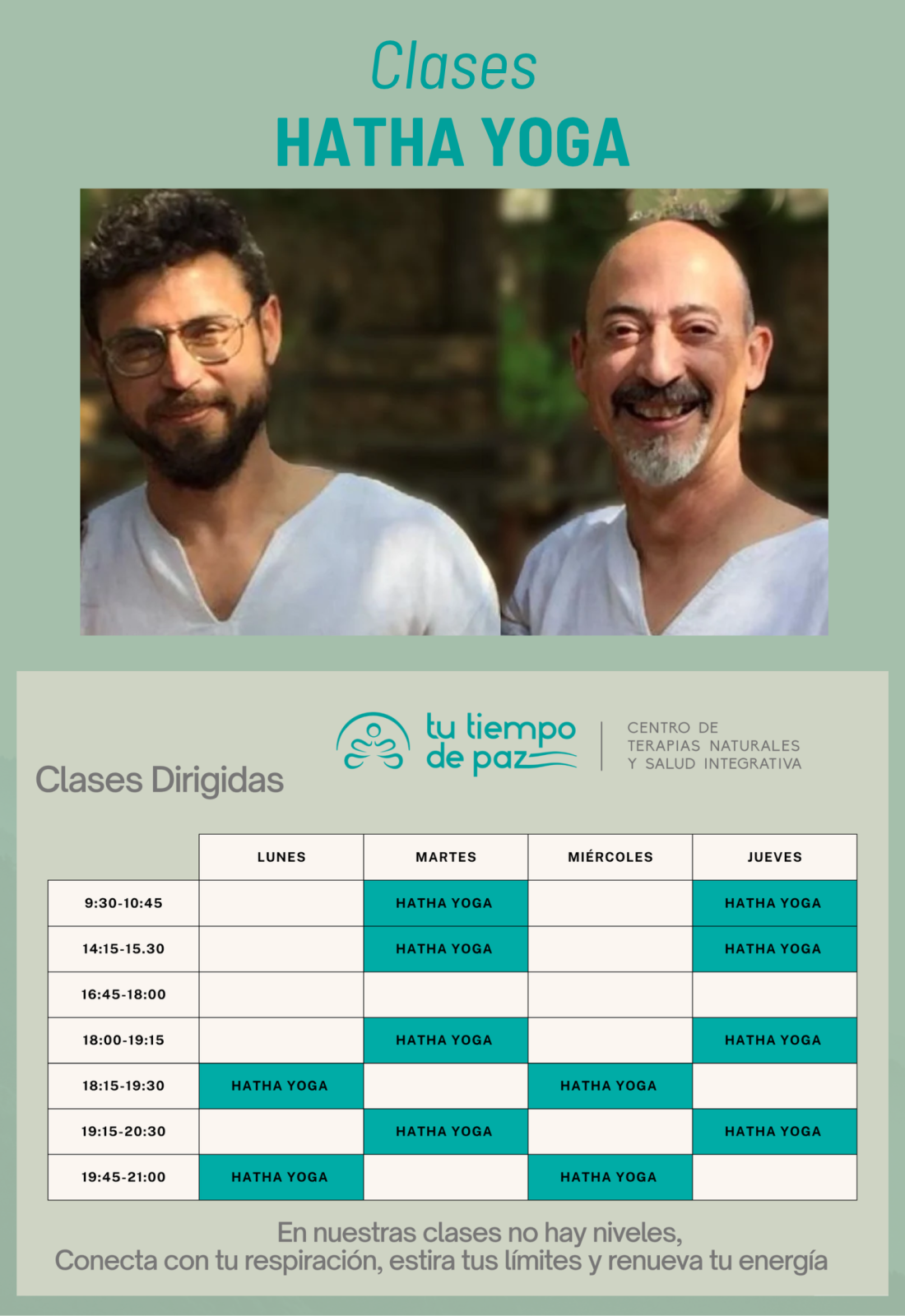 Profes yoga Tu Tiempo de Paz Enrique y Agus